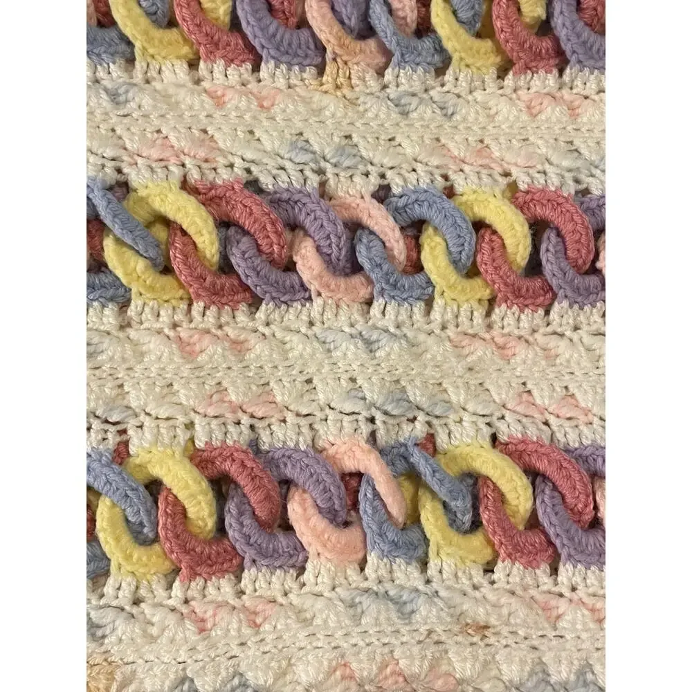Vintage handmade crochet baby afghan 43”x35”